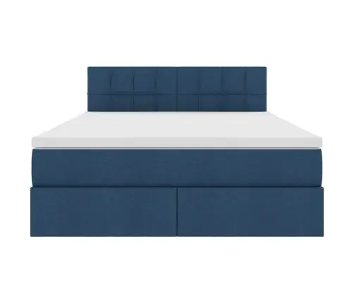 Lova Su Daiktų Laikymo Vieta Ir Led Mėlyna 140 X 190 Cm