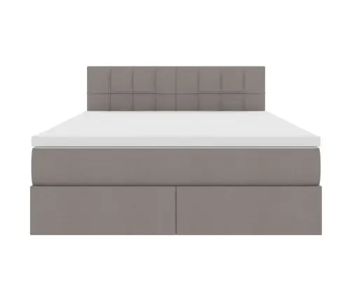 Gulta Ar Led Sloksnes Lukturiem Pelēkbrūna 140 X 200 Cm Audums Vidaxl