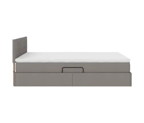 Gulta Ar Led Sloksnes Lukturiem Pelēkbrūna 140 X 200 Cm Audums Vidaxl