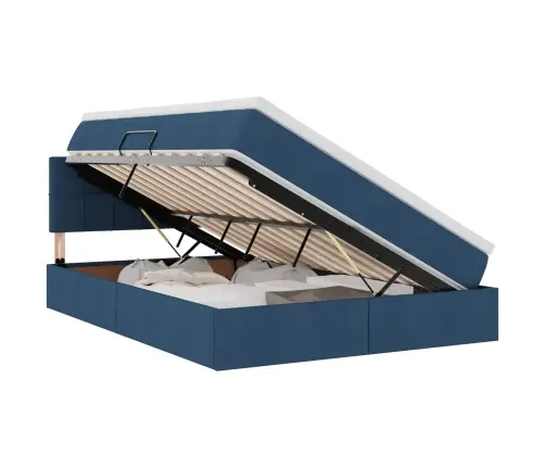 Gulta Ar Led Sloksnes Lukturiem Zila 140 X 200 Cm Audums Vidaxl
