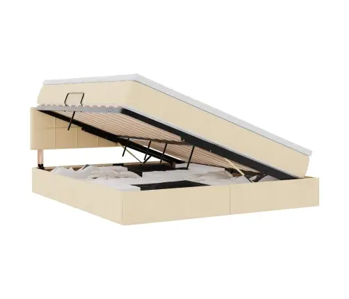 Gulta Ar Led Sloksnes Lukturiem Krēms 160 X 200 Cm Audums Vidaxl