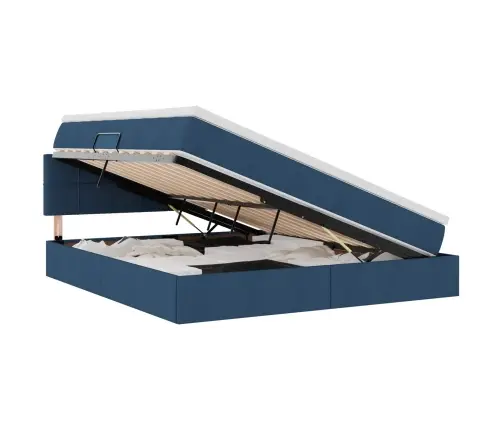 Gulta Ar Led Sloksnes Lukturiem Zila 180 X 200 Cm Audums Vidaxl