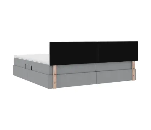 Lova Su Daiktų Laikymo Vieta Ir Led Šviesiai Pilka 200 X 200 Cm