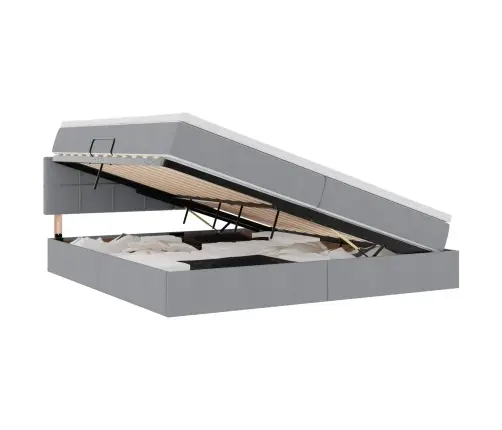 Lova Su Daiktų Laikymo Vieta Ir Led Šviesiai Pilka 200 X 200 Cm