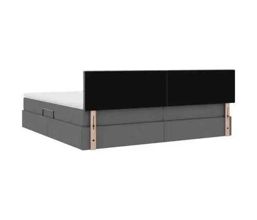 Lova Su Galvūgalio Tamsiai Pilka 200 X 200 Cm Audinys