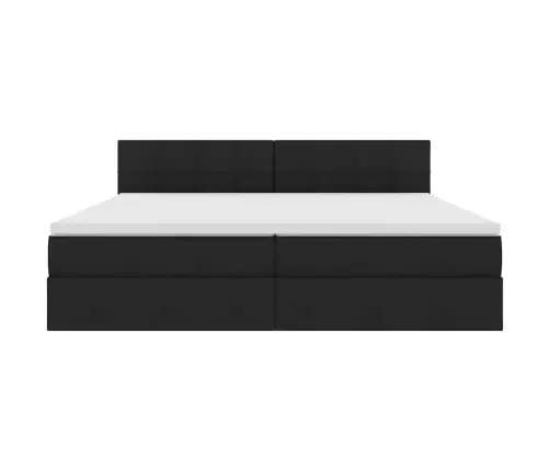 Lova Su Led Juostelių Žibintais Juoda 200 X 200 Cm Audinys