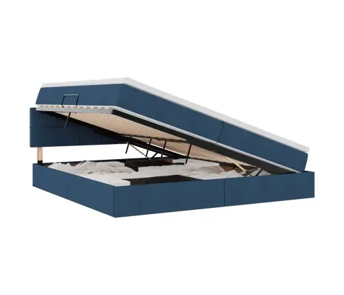 Gulta Ar Led Sloksnes Lukturiem Zila 200 X 200 Cm Audums Vidaxl