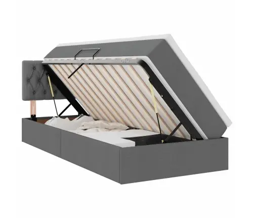 Lova Su Daiktų Laikymo Vieta Ir Led Tamsiai Pilka 90 X 190 Cm