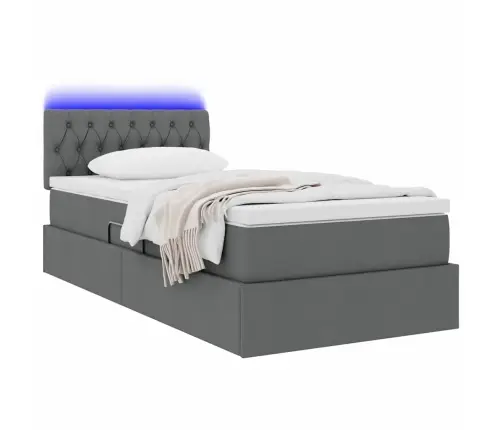 Lova Su Daiktų Laikymo Vieta Ir Led Tamsiai Pilka 90 X 190 Cm