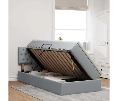 Gulta Ar Uzglabāšanas Vietu Un Led Gaiši Pelēks 100 X 200 Cm Vidaxl