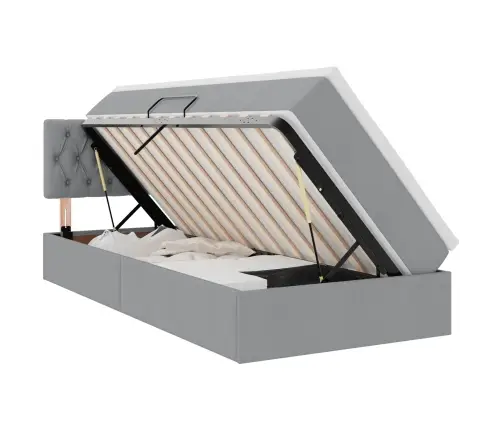 Gulta Ar Uzglabāšanas Vietu Un Led Gaiši Pelēks 100 X 200 Cm Vidaxl