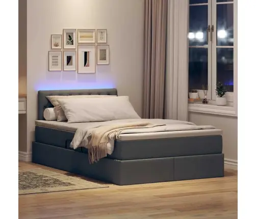 Gulta Ar Uzglabāšanas Vietu Un Led Tumši Pelēks 120 X 190 Cm Vidaxl