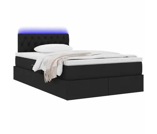 Gulta Ar Uzglabāšanas Vietu Un Led Melna 120 X 190 Cm Vidaxl