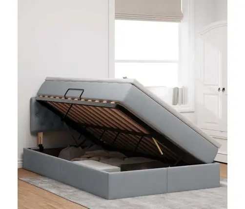 Gulta Ar Galvas Klāju Gaiši Pelēks 120 X 200 Cm Audums Vidaxl