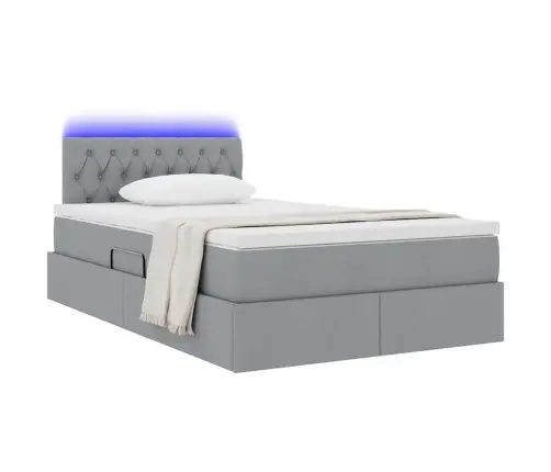 Gulta Ar Galvas Klāju Gaiši Pelēks 120 X 200 Cm Audums Vidaxl