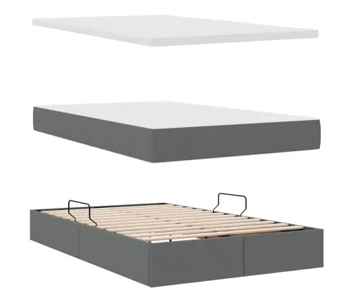 Gulta Ar Galvas Klāju Tumši Pelēks 120 X 200 Cm Audums Vidaxl