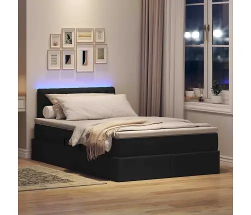 Gulta Ar Led Sloksnes Lukturiem Melna 120 X 200 Cm Audums Vidaxl