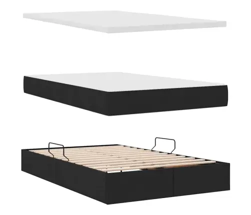 Gulta Ar Led Sloksnes Lukturiem Melna 120 X 200 Cm Audums Vidaxl