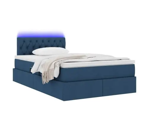 Gulta Ar Led Sloksnes Lukturiem Zila 120 X 200 Cm Audums Vidaxl