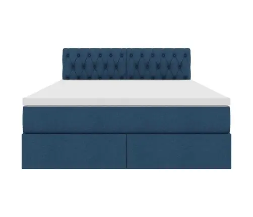 Lova Su Daiktų Laikymo Vieta Ir Led Mėlyna 140 X 190 Cm