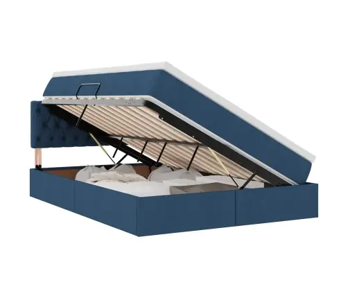 Lova Su Daiktų Laikymo Vieta Ir Led Mėlyna 140 X 190 Cm
