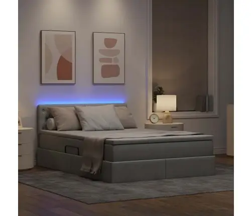 Gulta Ar Galvas Klāju Gaiši Pelēks 140 X 200 Cm Audums Vidaxl