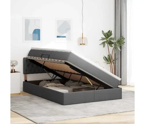 Lova Su Daiktų Laikymo Vieta Ir Led Tamsiai Pilka 140 X 200 Cm