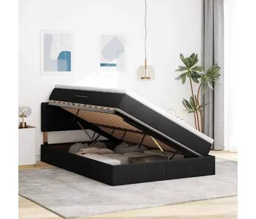 Gulta Ar Led Sloksnes Lukturiem Melna 140 X 200 Cm Audums Vidaxl