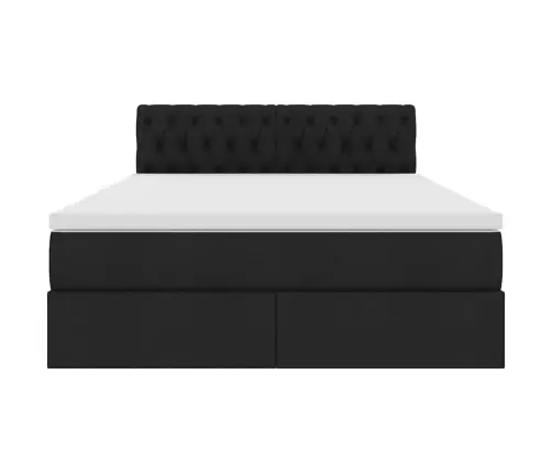 Gulta Ar Led Sloksnes Lukturiem Melna 140 X 200 Cm Audums Vidaxl