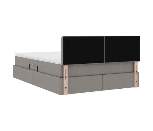 Gulta Ar Led Sloksnes Lukturiem Pelēkbrūna 140 X 200 Cm Audums Vidaxl