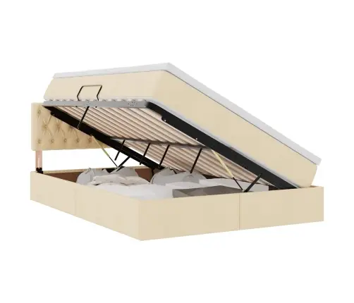 Gulta Ar Led Sloksnes Lukturiem Krēms 140 X 200 Cm Audums Vidaxl