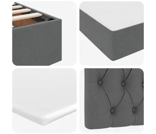 Gulta Ar Galvas Klāju Tumši Pelēks 160 X 200 Cm Audums Vidaxl