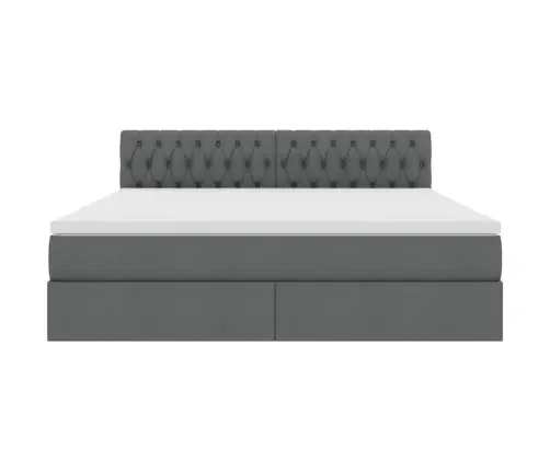 Gulta Ar Galvas Klāju Tumši Pelēks 160 X 200 Cm Audums Vidaxl