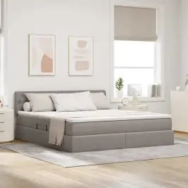 Led Uzglabāšanas Gulta Ar Matraci Pelēkbrūna 160 X 200 Cm Vidaxl