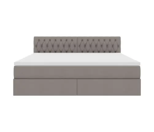 Gulta Ar Led Sloksnes Lukturiem Pelēkbrūna 160 X 200 Cm Audums Vidaxl