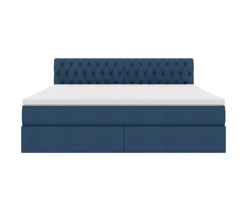 Lova Su Daiktų Laikymo Vieta Ir Led Mėlyna 160 X 200 Cm