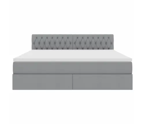 Led-Valgusega Hoiuvoodi Peaga Helehall 180 X 200 Cm Polüester