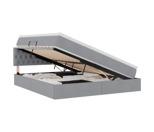 Led-Valgusega Hoiuvoodi Peaga Helehall 180 X 200 Cm Polüester