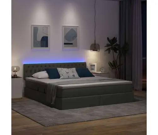 Lova Su Daiktų Laikymo Vieta Ir Led Tamsiai Pilka 180 X 200 Cm