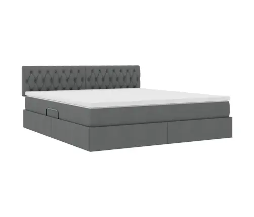 Lova Su Daiktų Laikymo Vieta Ir Led Tamsiai Pilka 180 X 200 Cm
