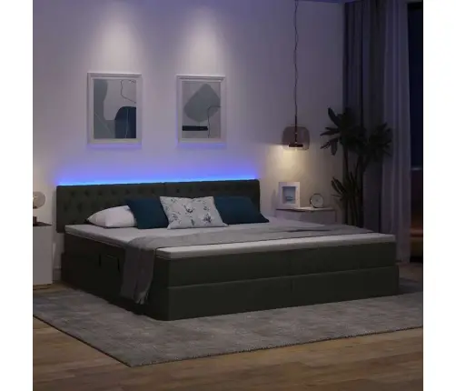 Gulta Ar Galvas Klāju Tumši Pelēks 200 X 200 Cm Audums Vidaxl