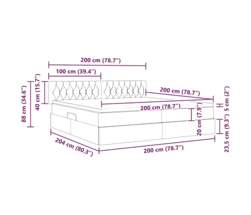 Gulta Ar Galvas Klāju Tumši Pelēks 200 X 200 Cm Audums Vidaxl