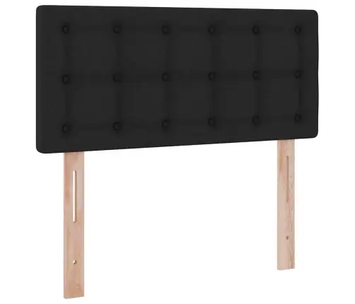 Gulta Ar Uzglabāšanas Vietu Un Led Melna 90 X 200 Cm Audums Vidaxl