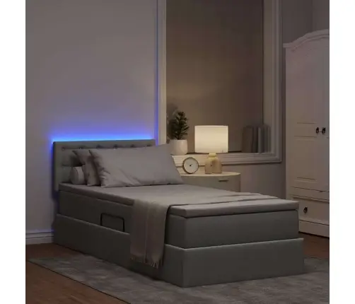 Gulta Ar Uzglabāšanas Vietu Un Led Gaiši Pelēks 100 X 200 Cm Vidaxl