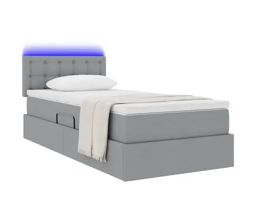 Gulta Ar Uzglabāšanas Vietu Un Led Gaiši Pelēks 100 X 200 Cm Vidaxl