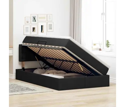 Gulta Ar Uzglabāšanas Vietu Un Led Melna 120 X 190 Cm Vidaxl