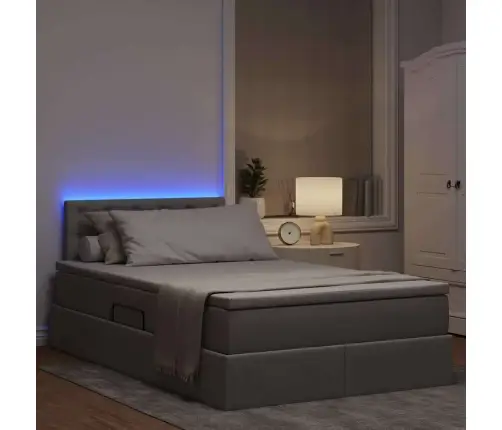 Gulta Ar Uzglabāšanas Vietu Un Led Pelēkbrūna 120 X 190 Cm Vidaxl