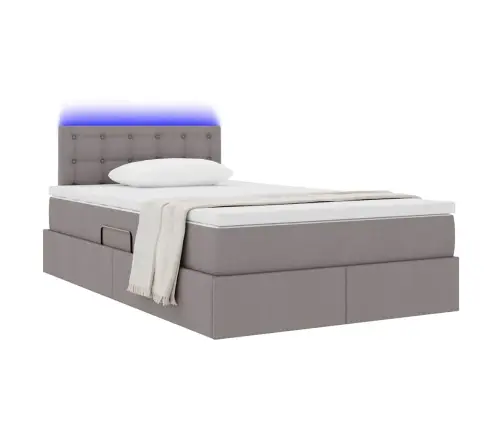 Gulta Ar Uzglabāšanas Vietu Un Led Pelēkbrūna 120 X 190 Cm Vidaxl