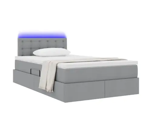 Lova Su Galvūgalio Šviesiai Pilka 120 X 200 Cm Audinys