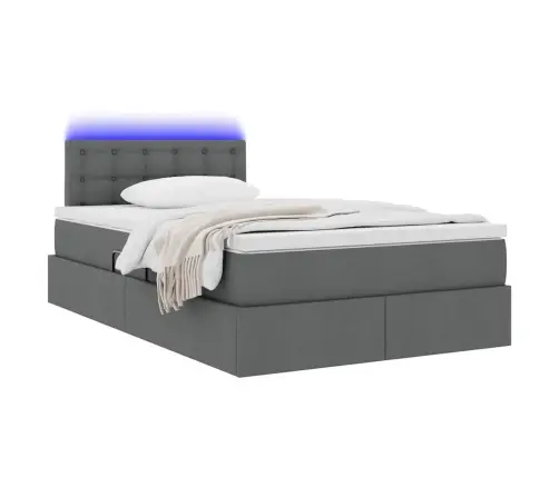 Gulta Ar Galvas Klāju Tumši Pelēks 120 X 200 Cm Audums Vidaxl